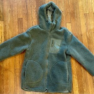 Green Fleece Zip-up Hooded Jacket